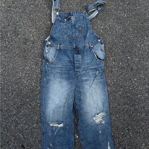 We the free blue distressed Denim Overalls